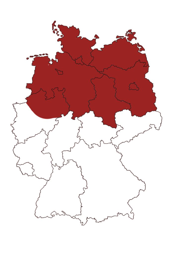 Liefergebiet Holzlieferant Norddeutschland – markierte Region auf Deutschlandkarte